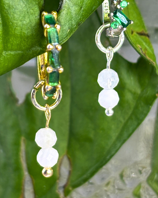 Moonstone Double Dew Drop Charms PAIR