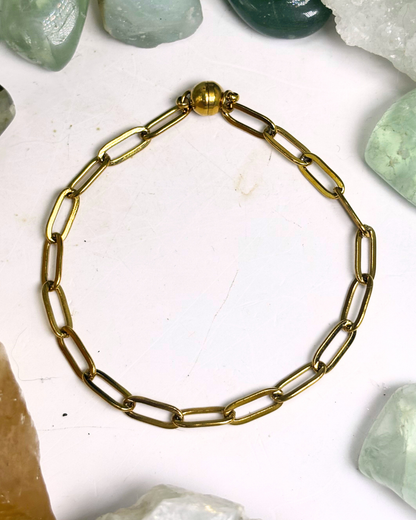 Gold Paperclip Bracelet with Magnetic Clasp SMALL