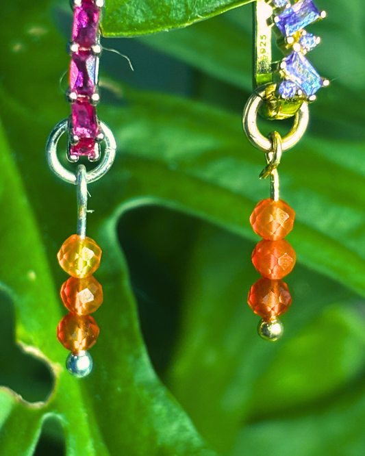 Carnelian Triple Dew Drop Charms PAIR
