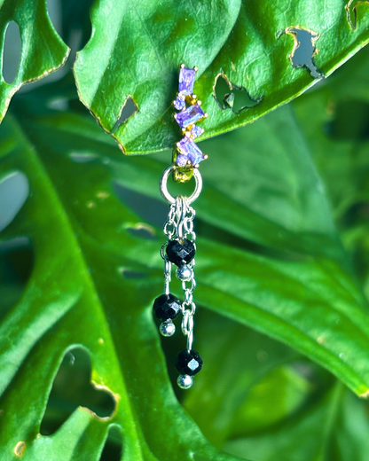 Black Tourmaline Lily of the Valley Crystal Earring Charm
