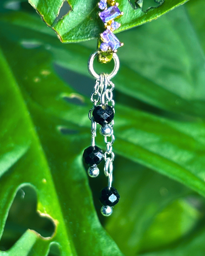 Black Tourmaline Lily of the Valley Crystal Earring Charm