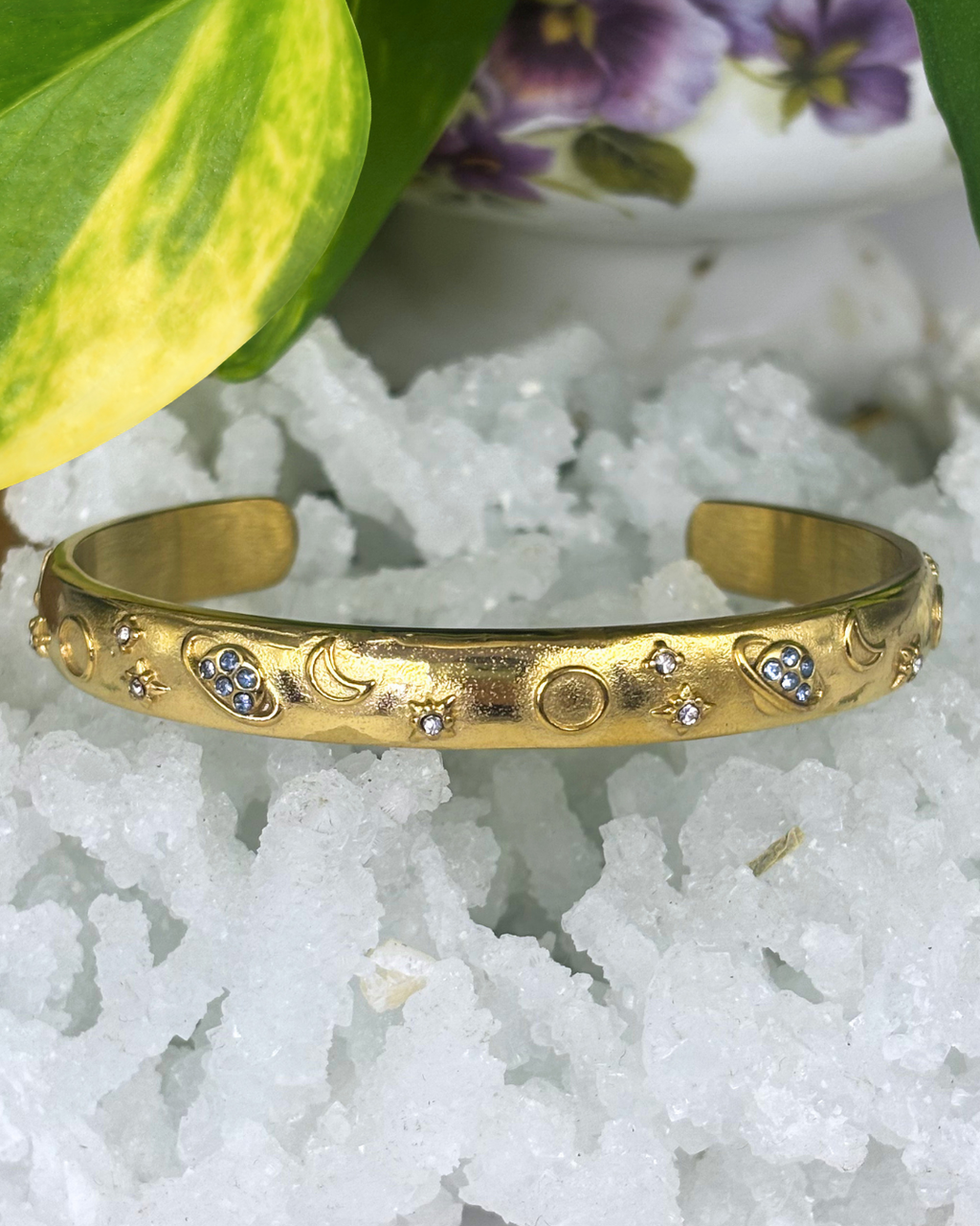 Saturn Blues Celestial Gold Cuff