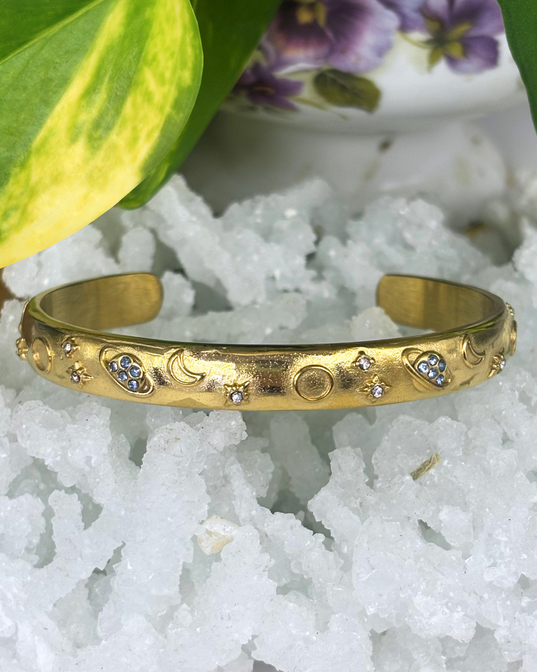 Saturn Blues Celestial Gold Cuff