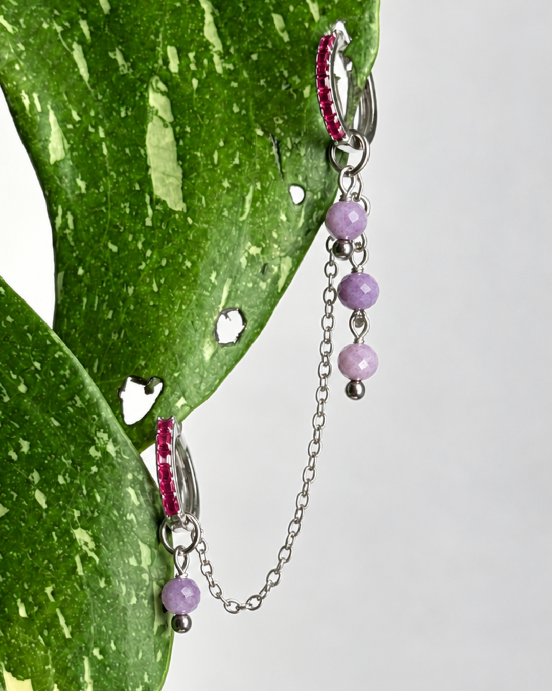 Lepidolite Waterfall Earring Chain