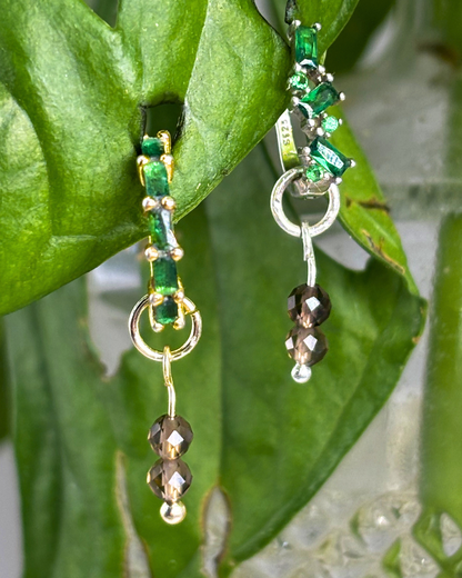 Smokey Quartz Double Dew Drop Charms PAIR