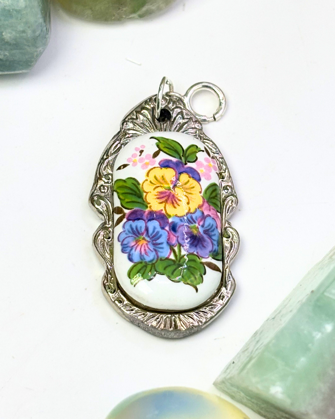 Blue & Yellow Flower Silver Spoon Charm