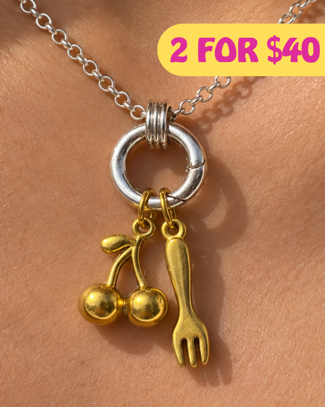 The Dainty Silver Clasp Necklace 45cm