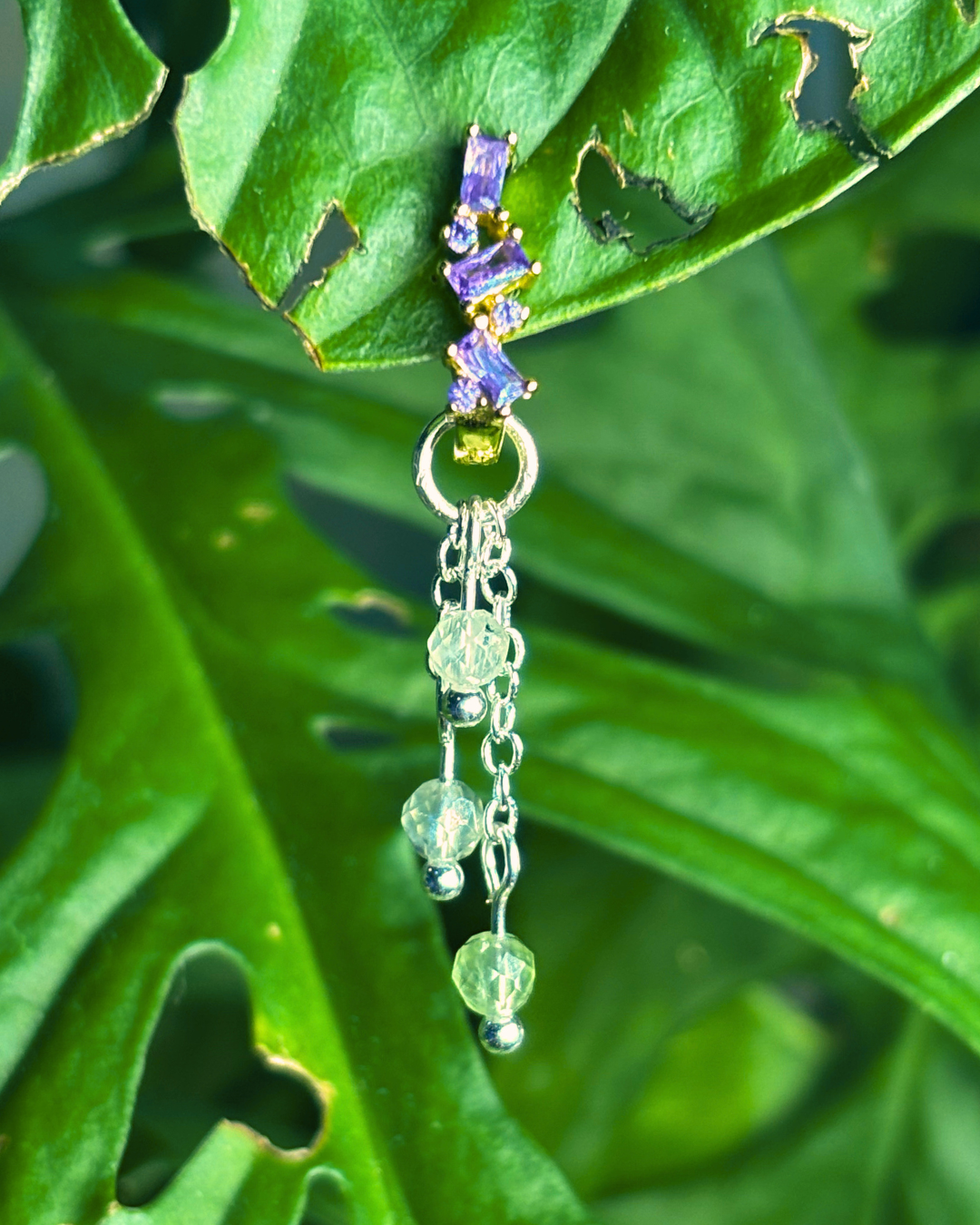 Green Aventurine Lily of the Valley Crystal Earring Charm