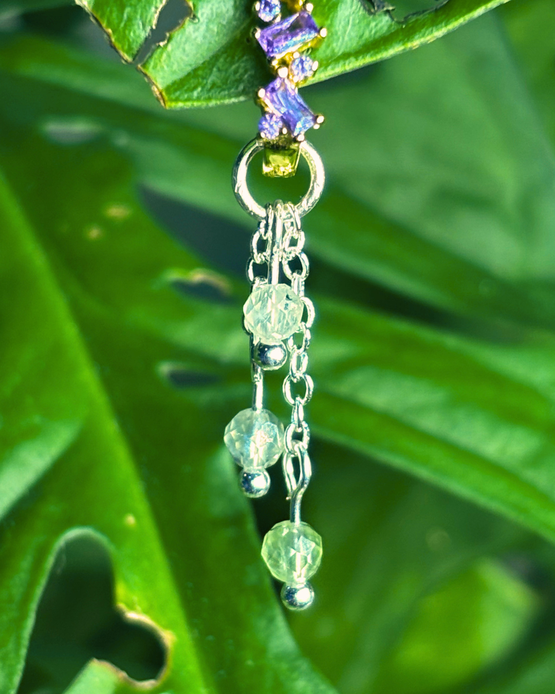 Green Aventurine Lily of the Valley Crystal Earring Charm