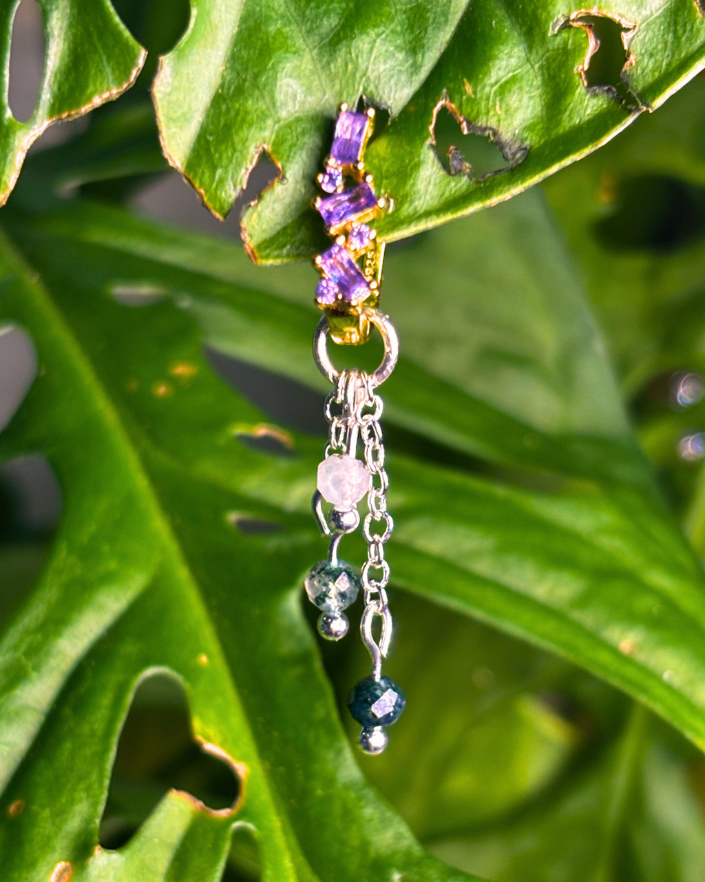 Moss Agate Lily of the Valley Crystal Earring Charm