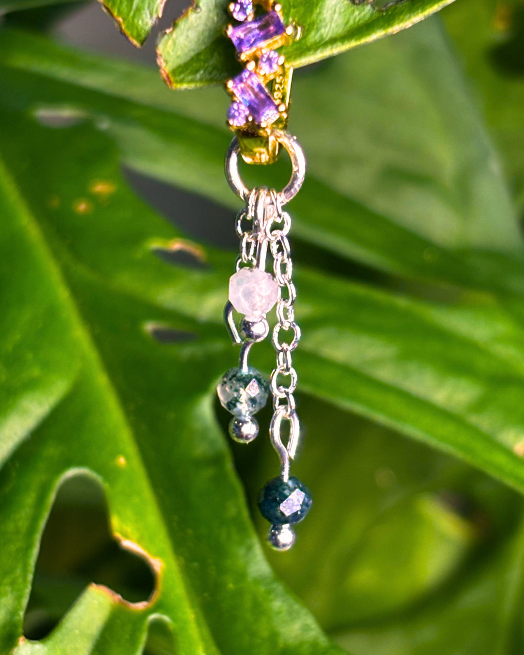 Moss Agate Lily of the Valley Crystal Earring Charm