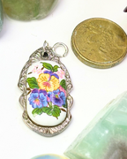 Blue & Yellow Flower Silver Spoon Charm