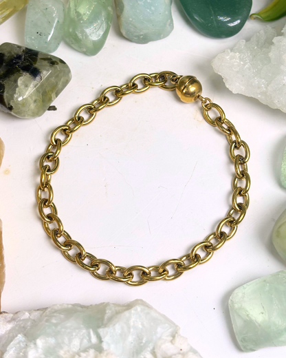 Gold Rolo Bracelet with Magnetic Clasp LARGE
