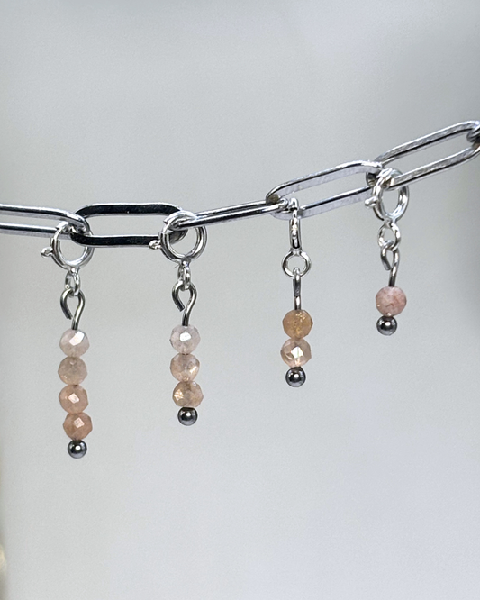 Peach Moonstone Crystal Clips