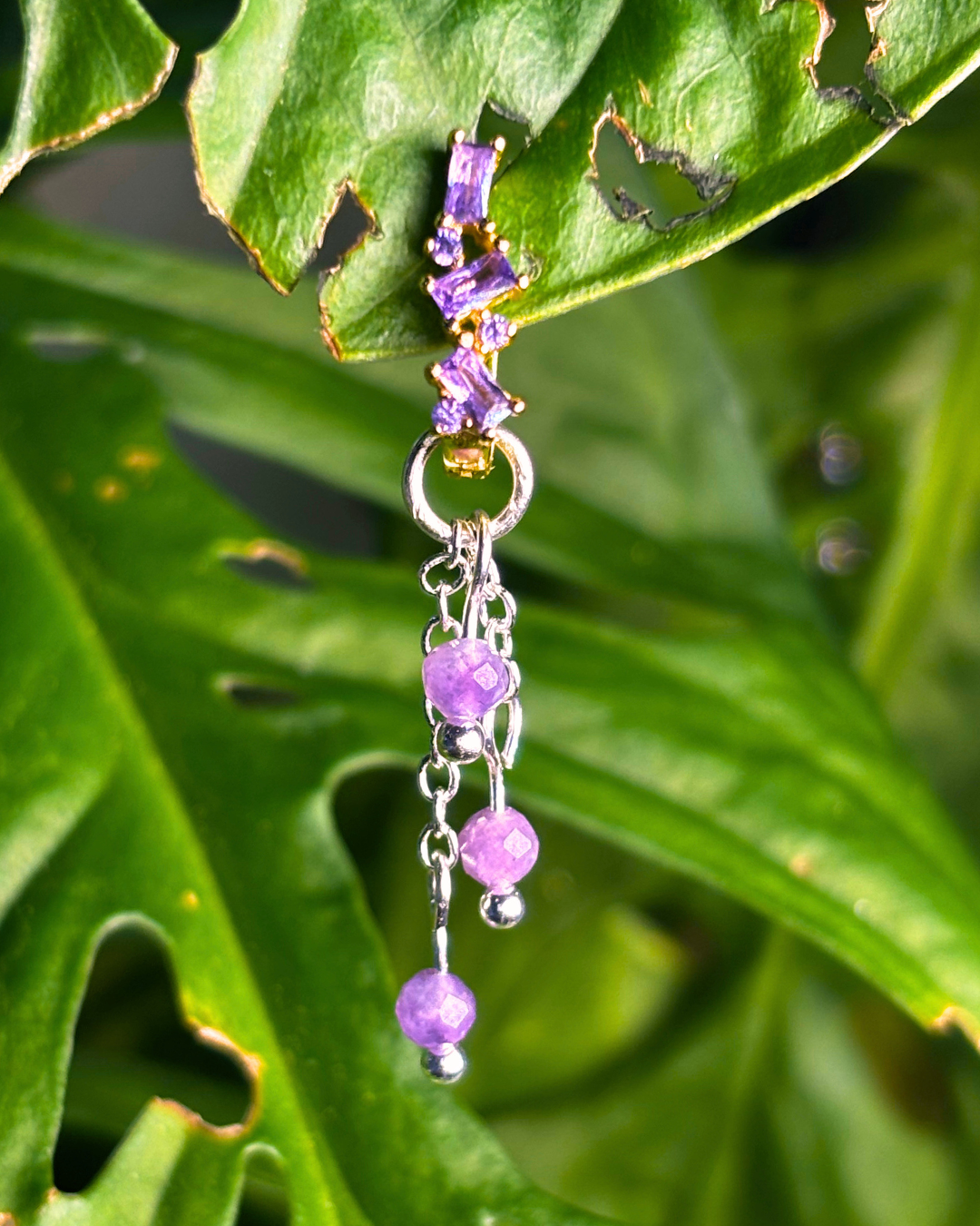 Lepidolite Lily of the Valley Crystal Earring Charm
