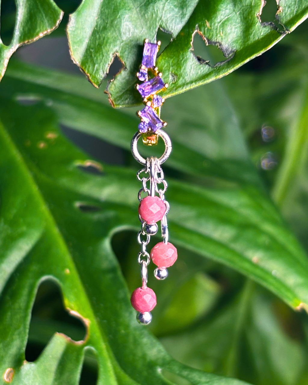Rhodonite Lily of the Valley Earring Charm