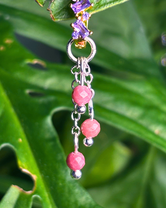 Rhodonite Lily of the Valley Crystal Earring Charm