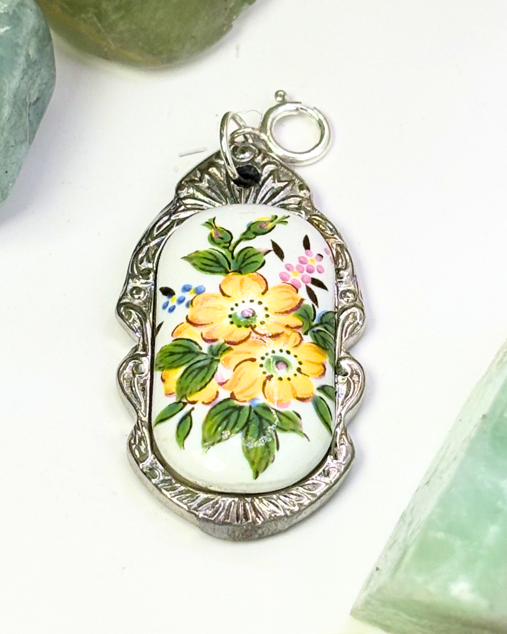 Yellow Flower Silver Spoon Charm