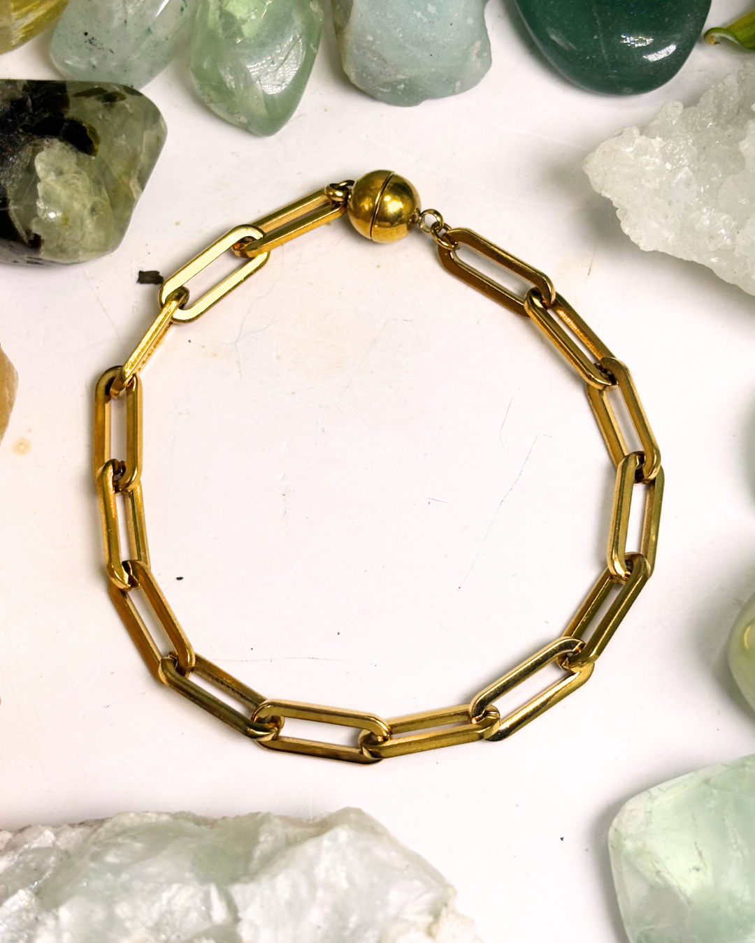 Gold Paperclip Bracelet with Magnetic Clasp LARGE