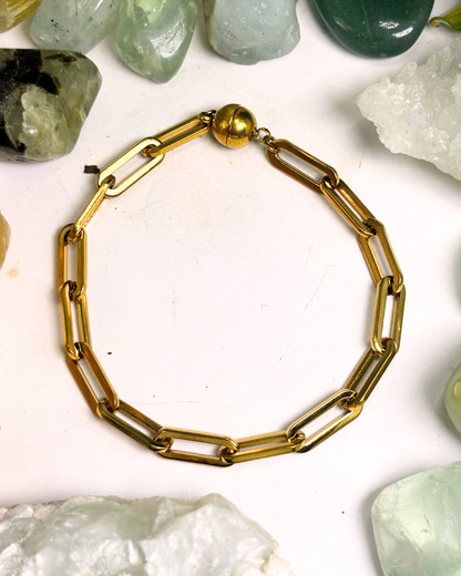 Gold Paperclip Bracelet with Magnetic Clasp LARGE