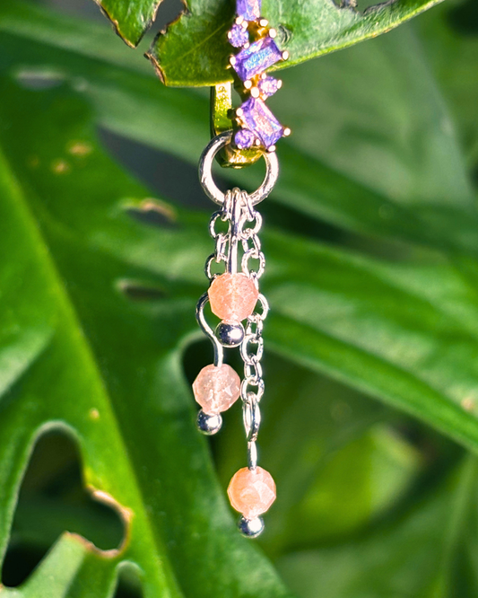 Peach Moonstone Lily of the Valley Crystal Earring Charm