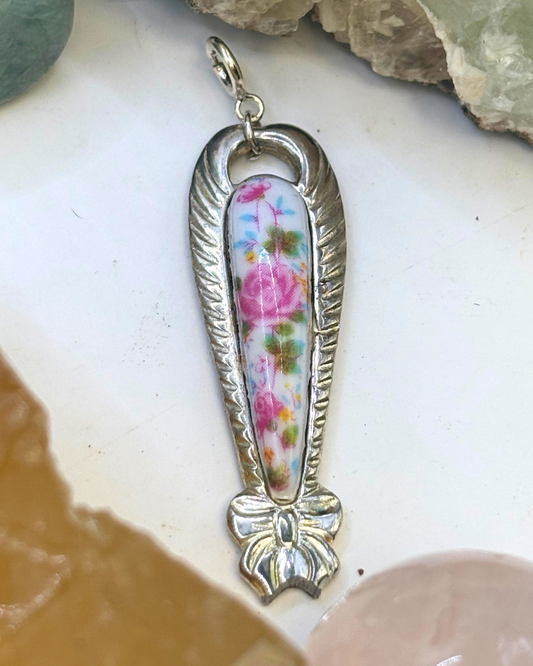 Floral Bow Silver Spoon Charm