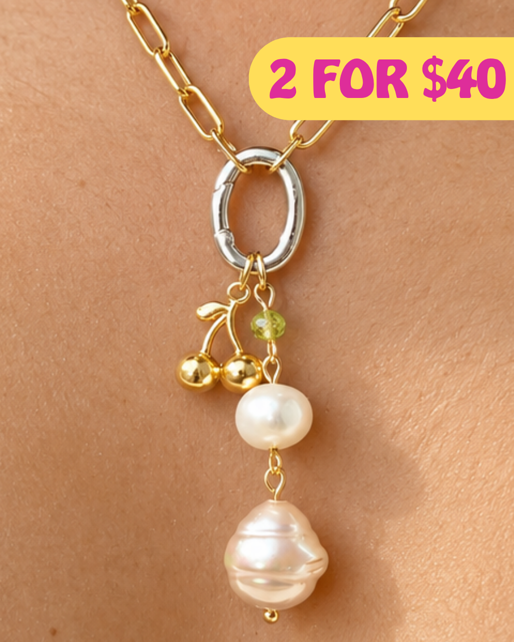 The Oval Mixed Metals Clasp Necklace