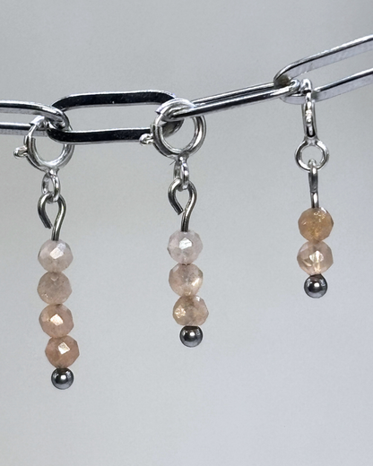 Peach Moonstone Crystal Clips