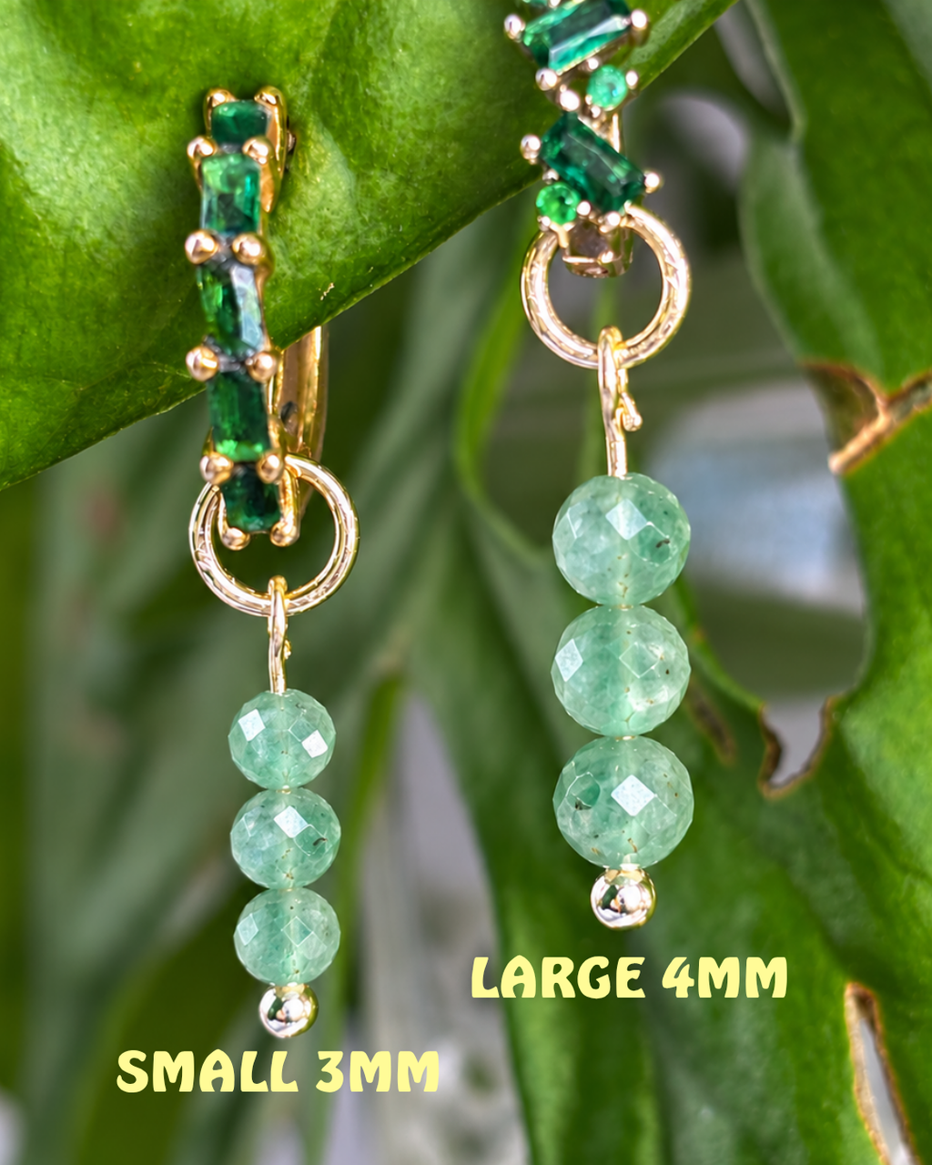 Green Aventurine Triple Dew Drop Charms PAIR