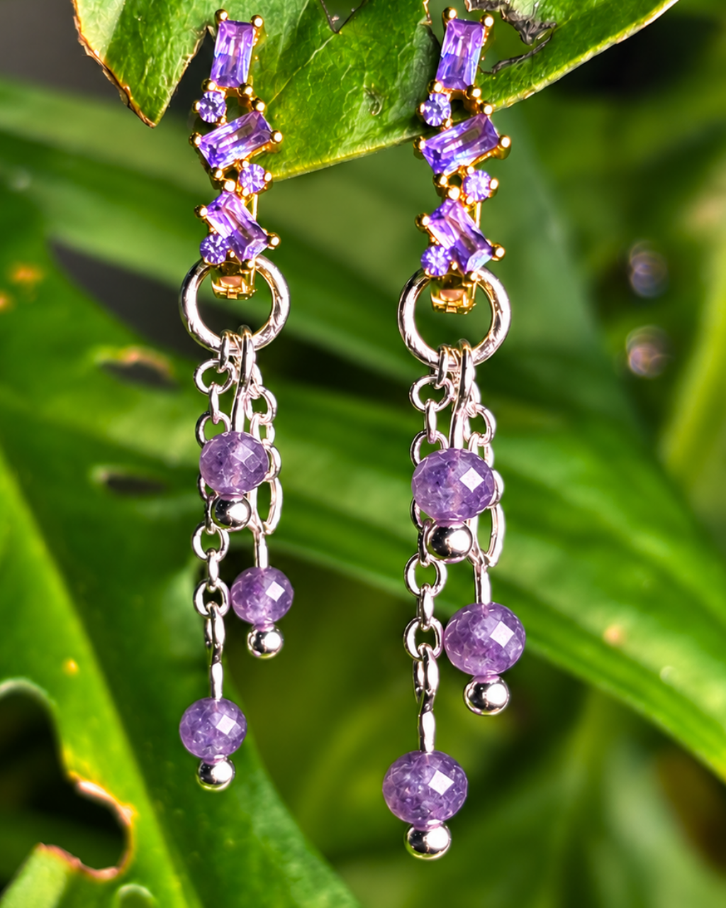 Amethyst Lily of the Valley Crystal Earring Charm