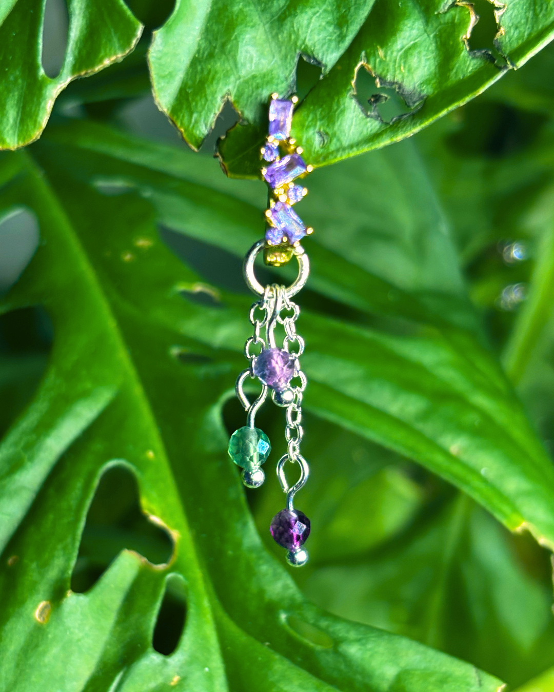 Fluorite Lily of the Valley Crystal Earring Charm