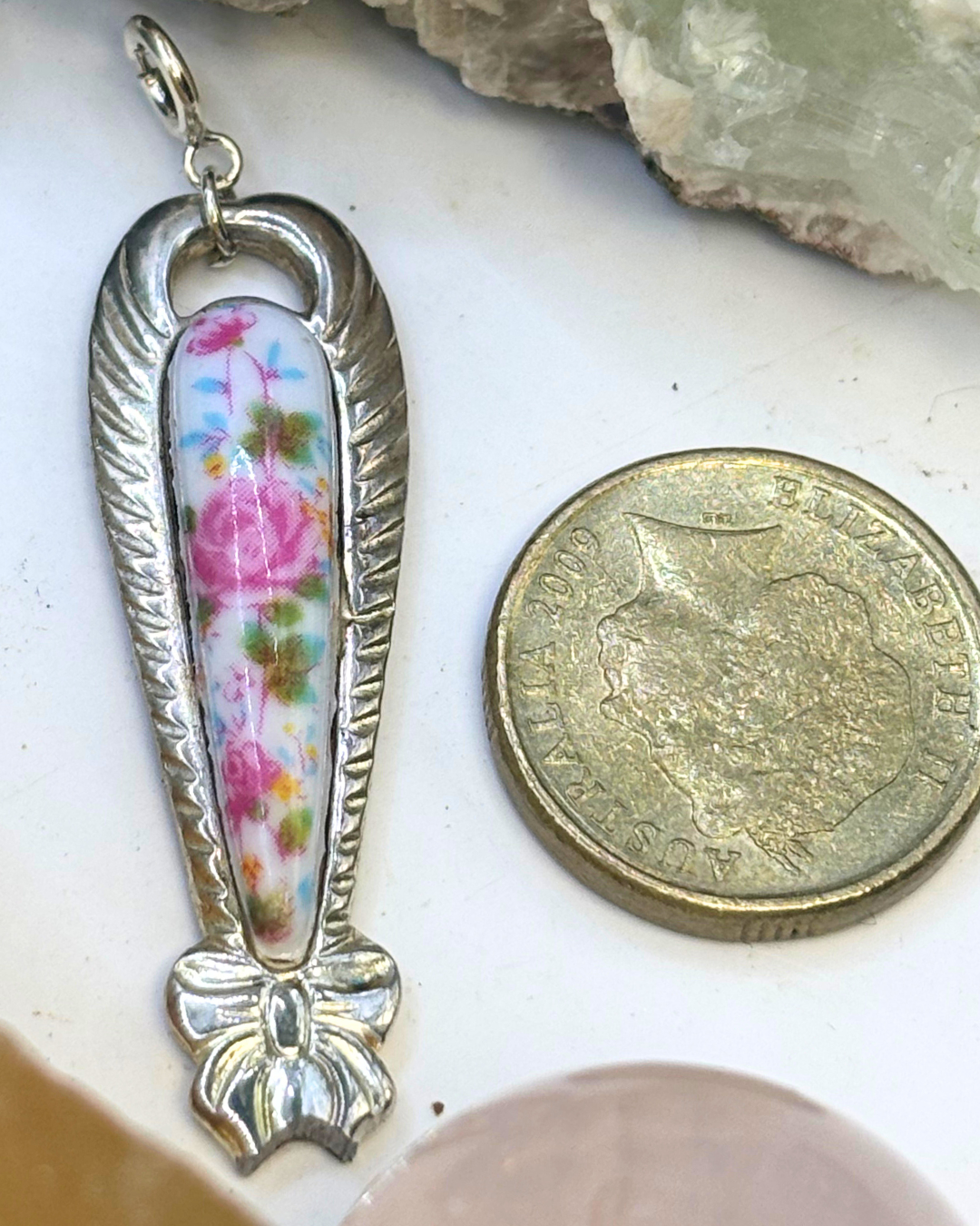 Floral Bow Silver Spoon Charm