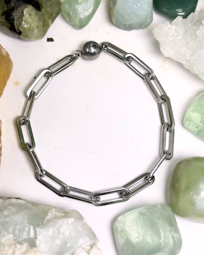 Silver Paperclip Bracelet with Magnetic Clasp LARGE