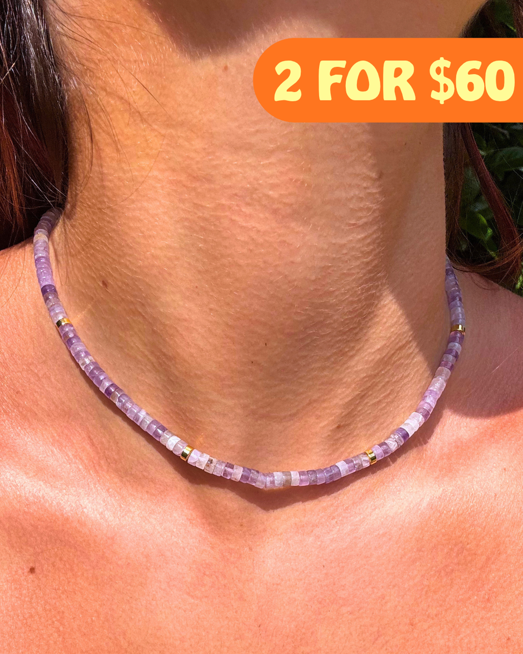 Amethyst Disc Crystal Necklace