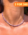Amethyst Disc Crystal Necklace