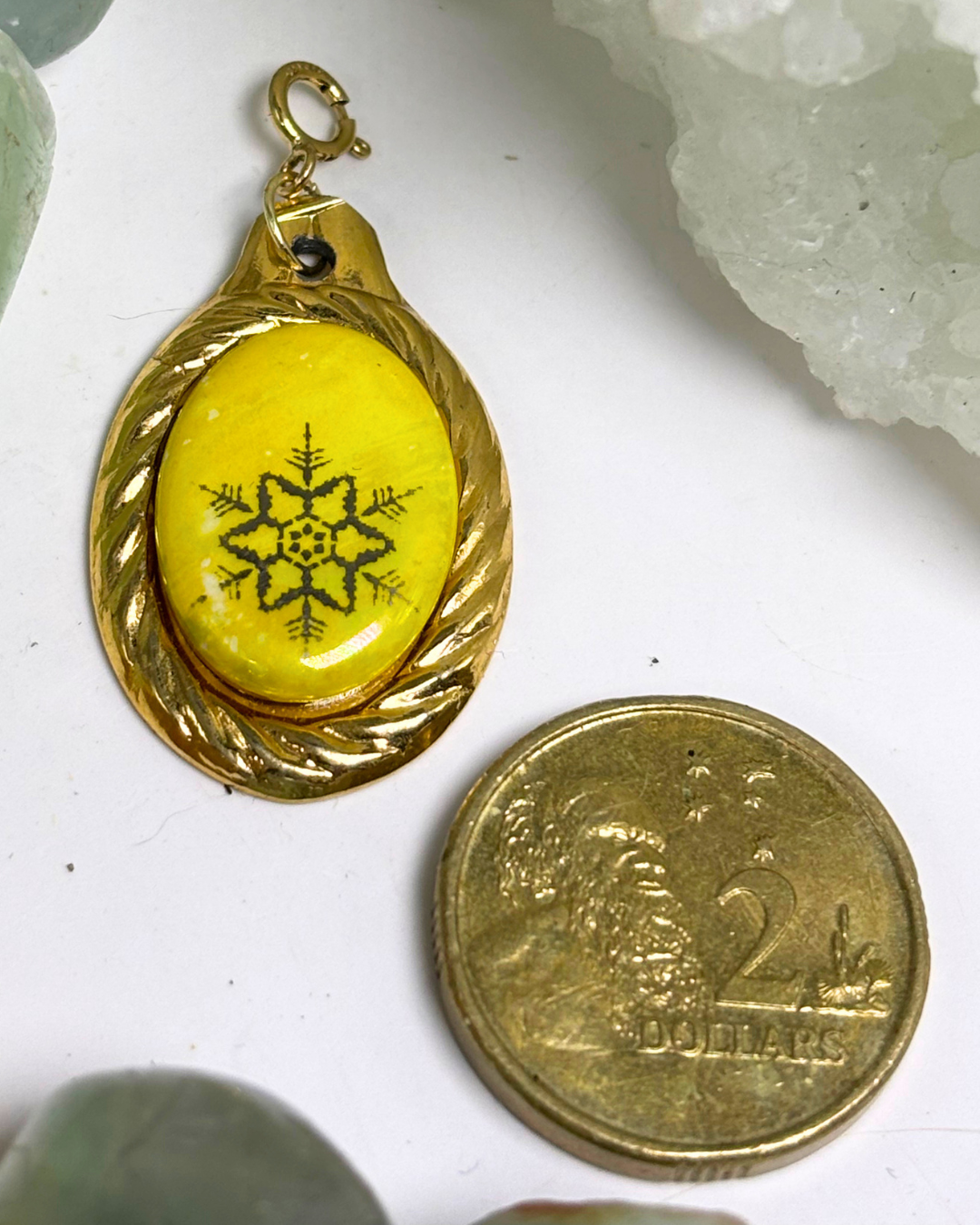 Yellow Snowflake Gold Porcelain Spoon Charm