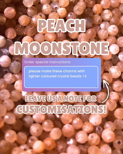 Peach Moonstone Long Necklace Charm