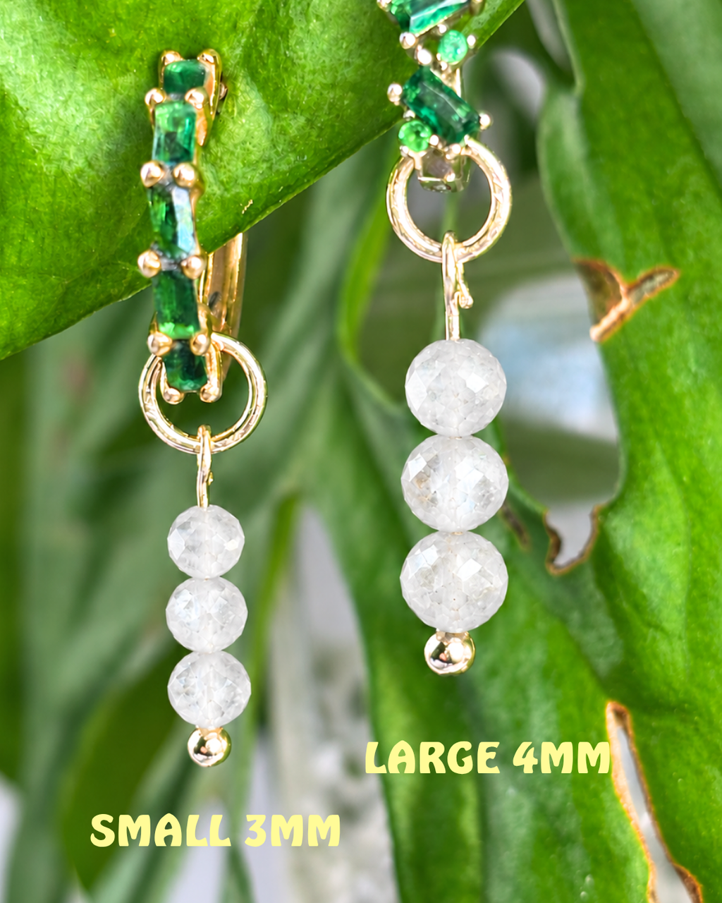 Moonstone Triple Dew Drop Charms PAIR