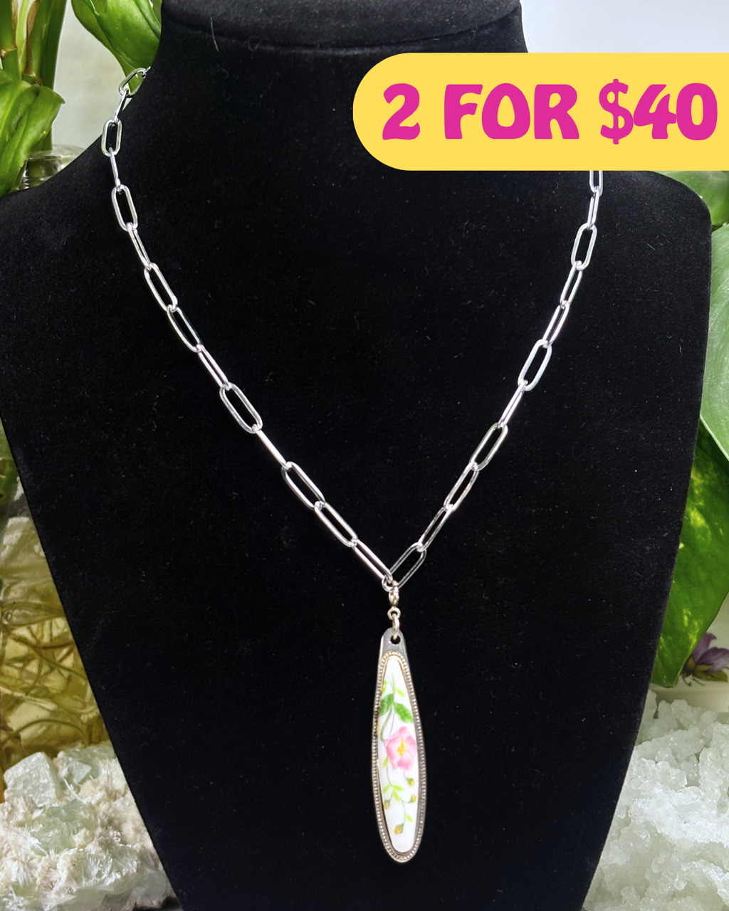 Short Silver Paperclip Chain Necklace 40CM