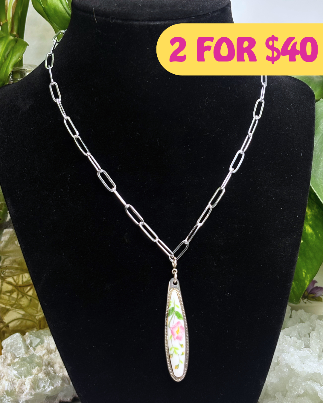 Short Silver Paperclip Chain Necklace 40CM