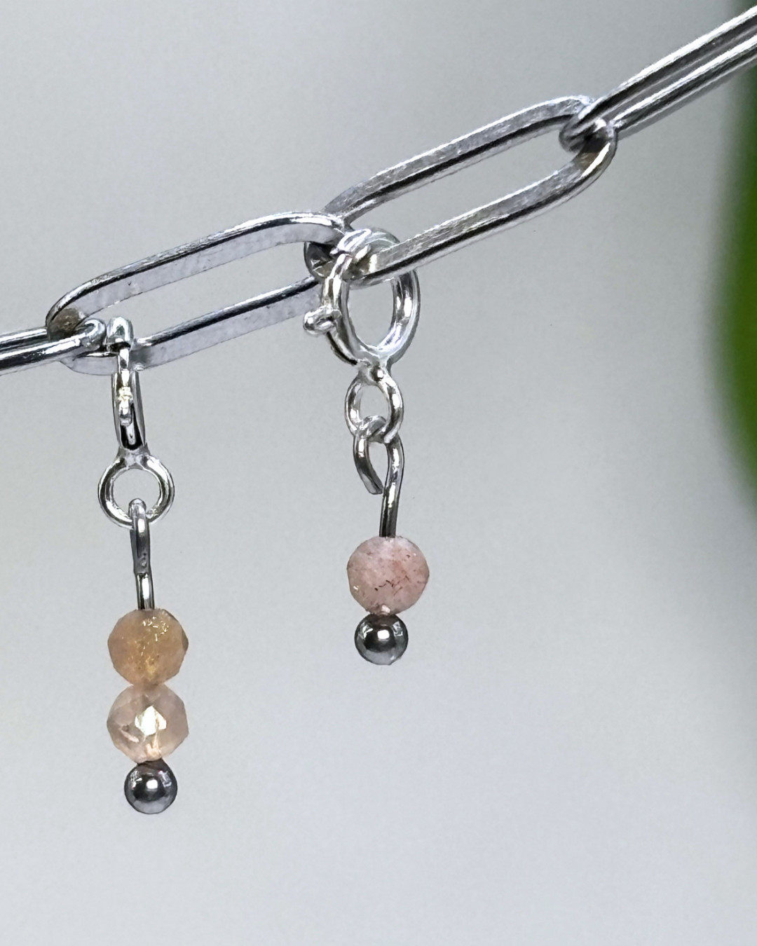 Peach Moonstone Crystal Clips