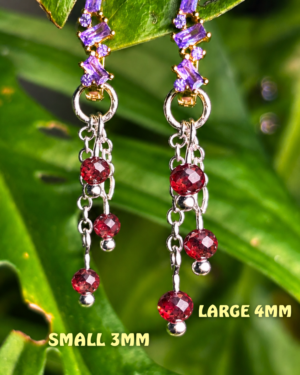 Garnet Lily of the Valley Crystal Earring Charm