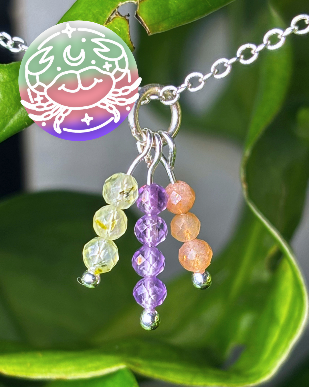 Cancer Triple Sparkle Necklace Charm