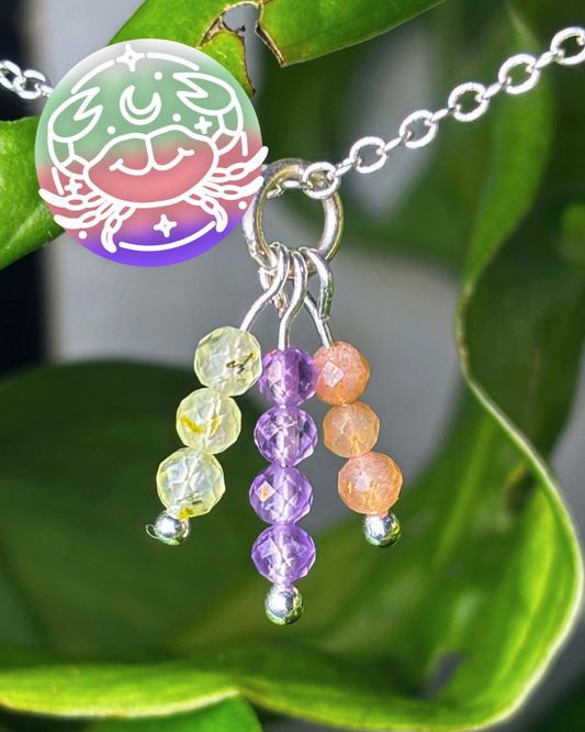 Cancer Triple Sparkle Necklace Charm