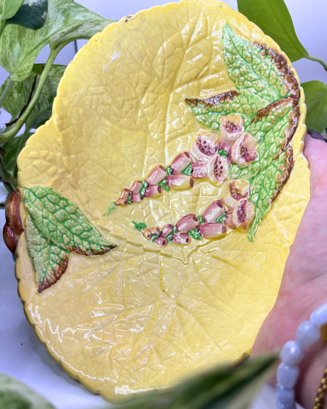 Yellow Carltonware Bowl with Foxglove Florals
