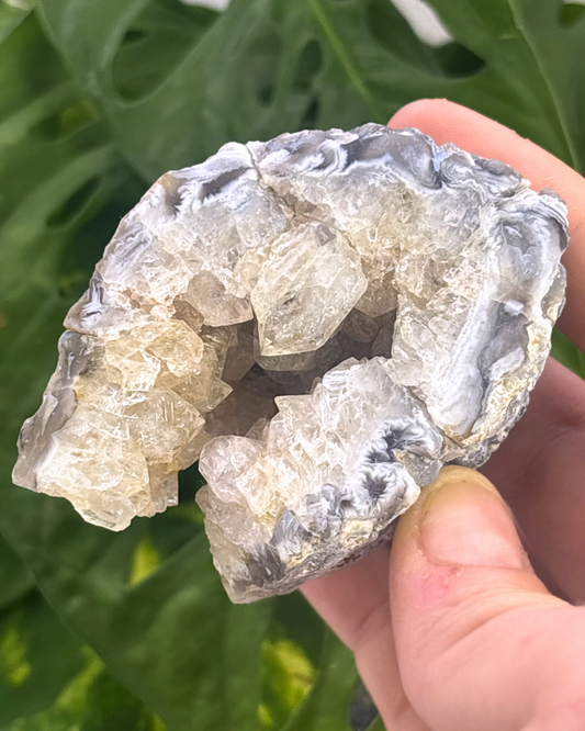 Medium Clear Quartz & Banded Agate Geode