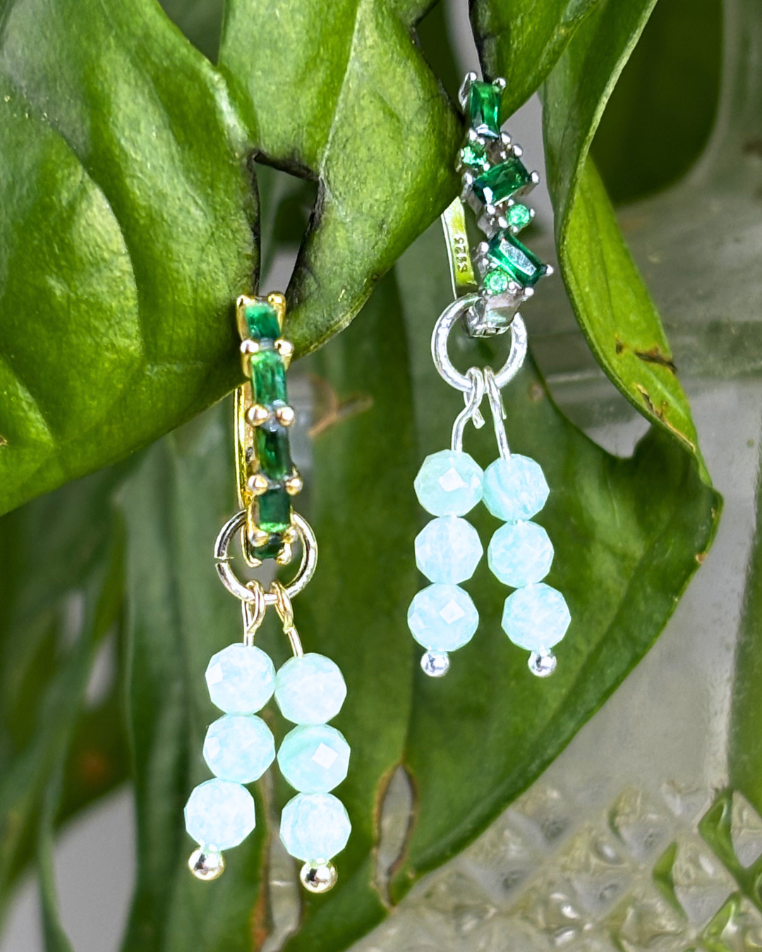 Amazonite Triple Stacked Charms Pair