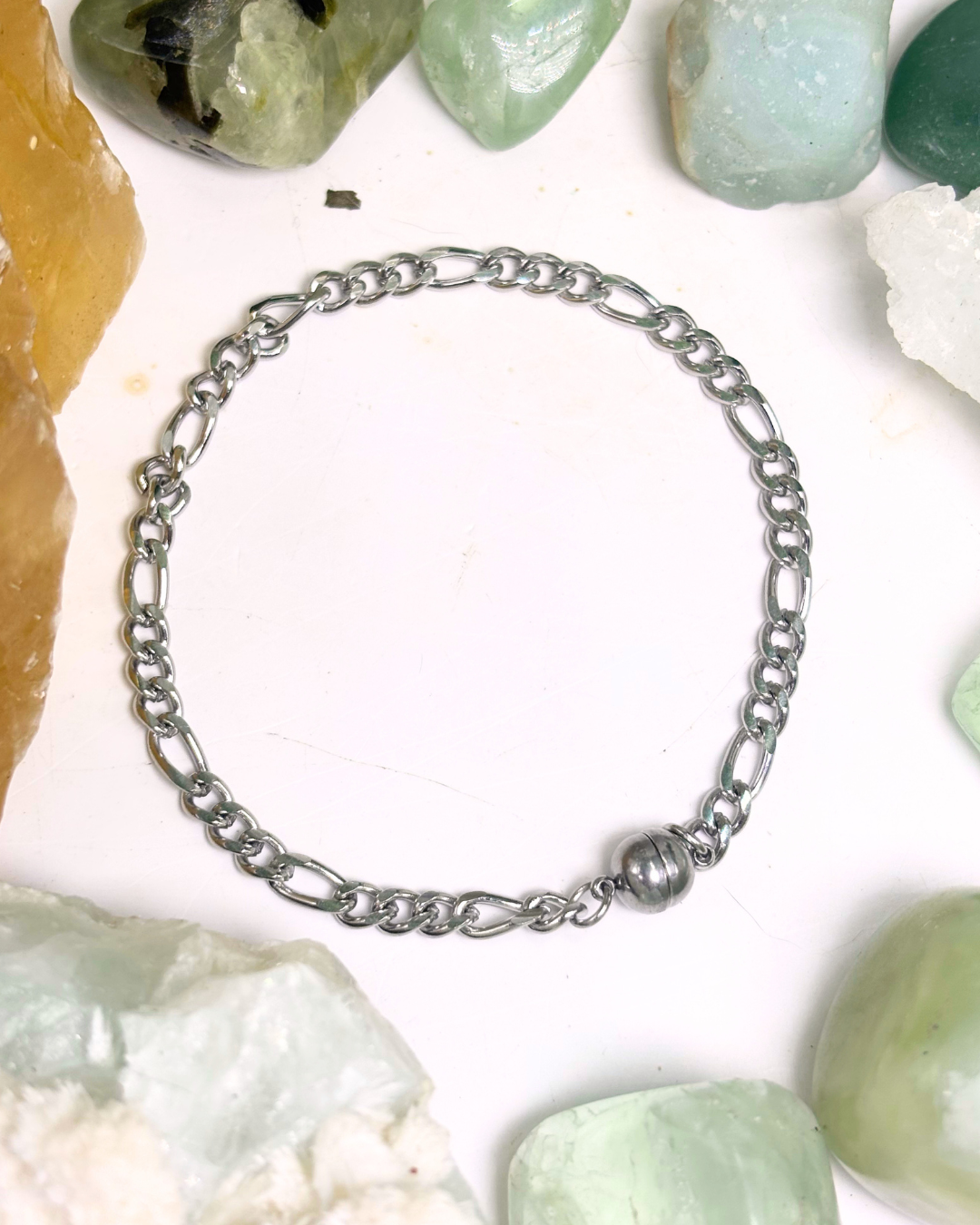 Silver Figaro Bracelet with Magnetic Clasp SMALL