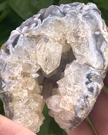 Medium Clear Quartz & Banded Agate Geode