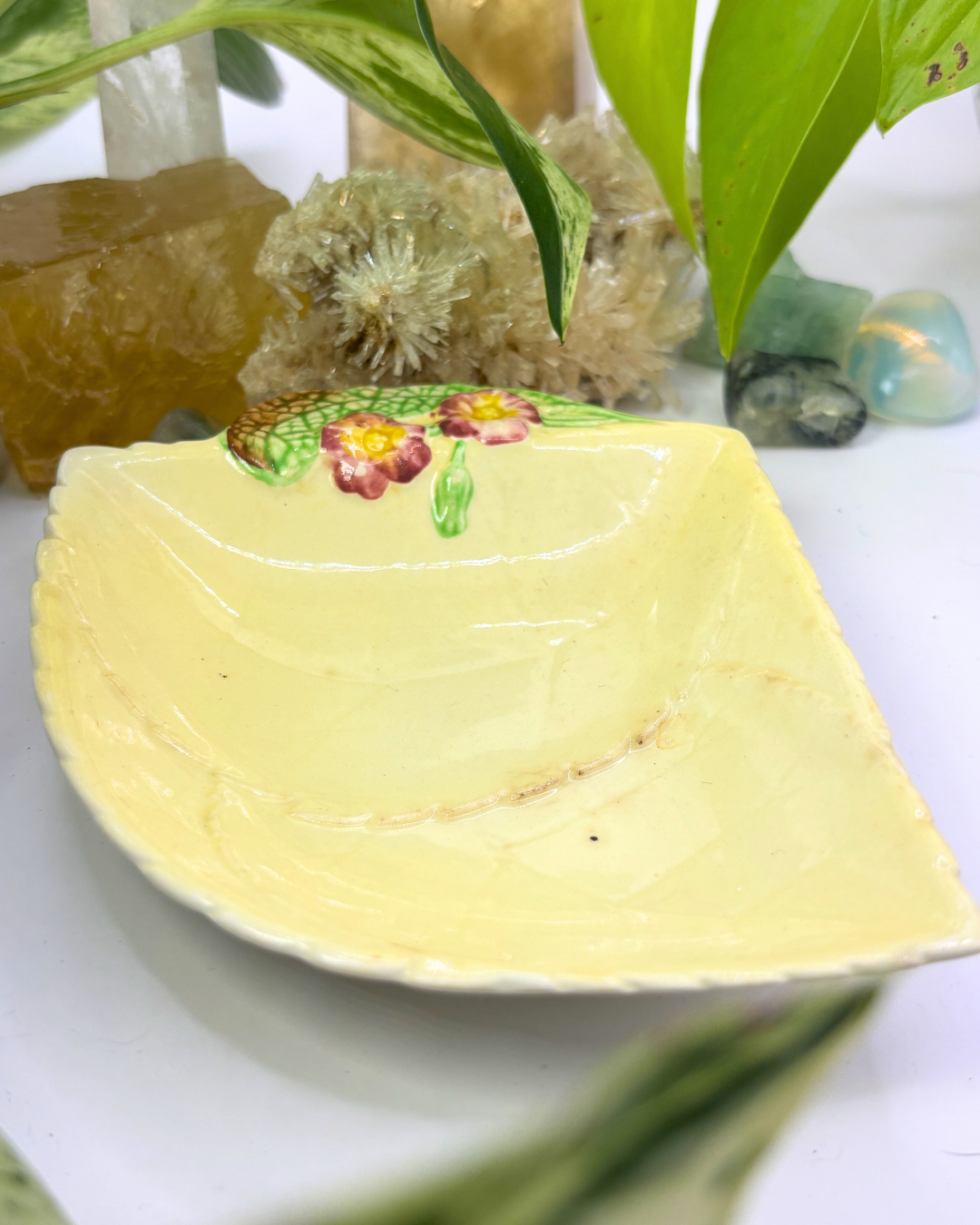 Yellow Carltonware Corner Trinket Dish Primula Florals